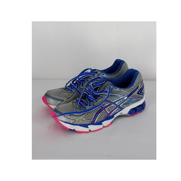 Asics Womens Gel GT 1000 T3R6N Silver Running Shoes Sneakers Size 8 Blue - Picture 1 of 12